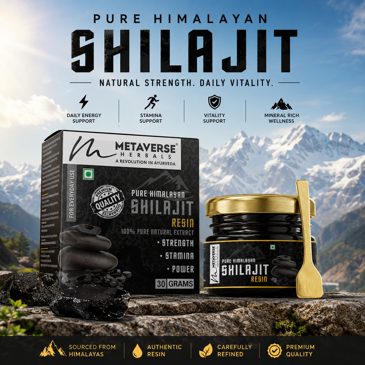Metaverse Himalayan Shilajit Resin | Pure & Authentic Shilajit | Natural Energy & Vitality Support