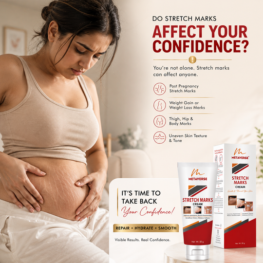 Metaverse Stretch Marks Cream for Women & Men – Skin Repair, Hydration & Smoothing Formula for Pregnancy & Weight Loss Marks