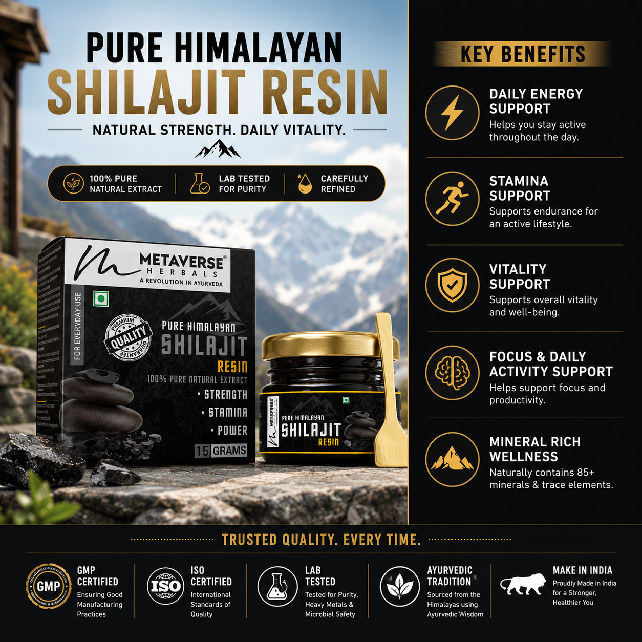 Metaverse Himalayan Shilajit Resin | Pure & Authentic Shilajit | Natural Energy & Vitality Support