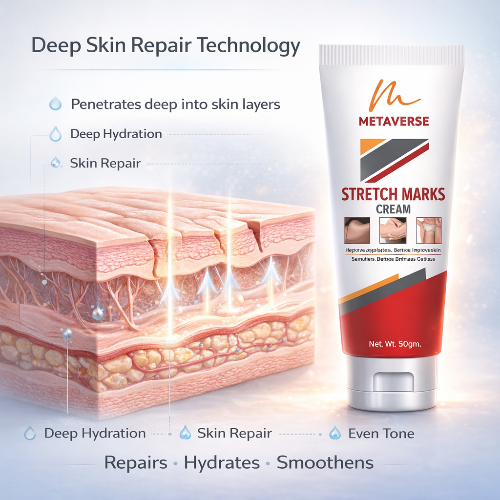 Metaverse Stretch Marks Cream for Women & Men – Skin Repair, Hydration & Smoothing Formula for Pregnancy & Weight Loss Marks