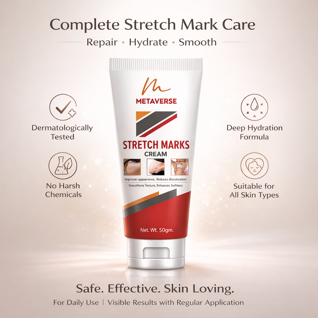 Metaverse Stretch Marks Cream for Women & Men – Skin Repair, Hydration & Smoothing Formula for Pregnancy & Weight Loss Marks