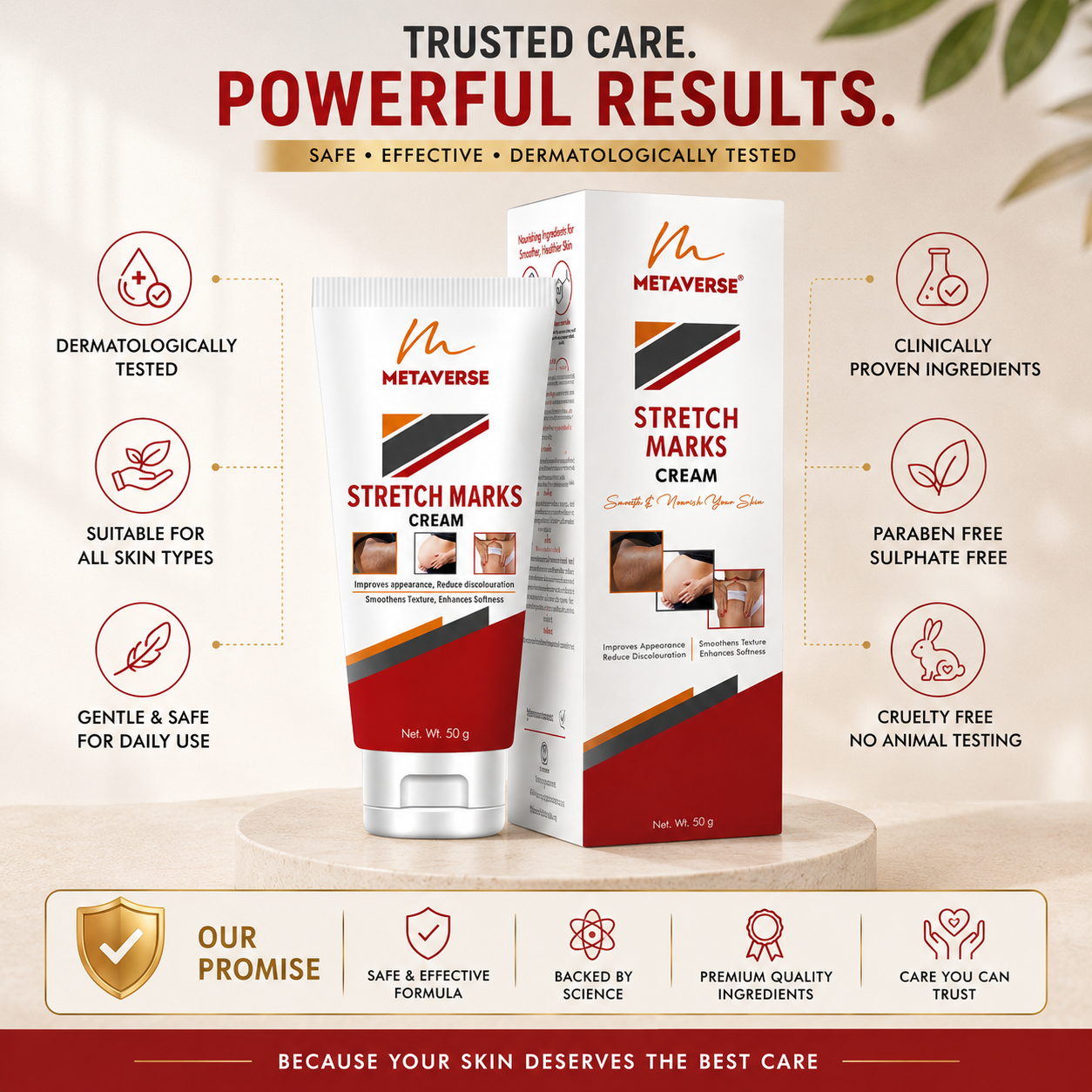 Metaverse Stretch Marks Cream for Women & Men – Skin Repair, Hydration & Smoothing Formula for Pregnancy & Weight Loss Marks