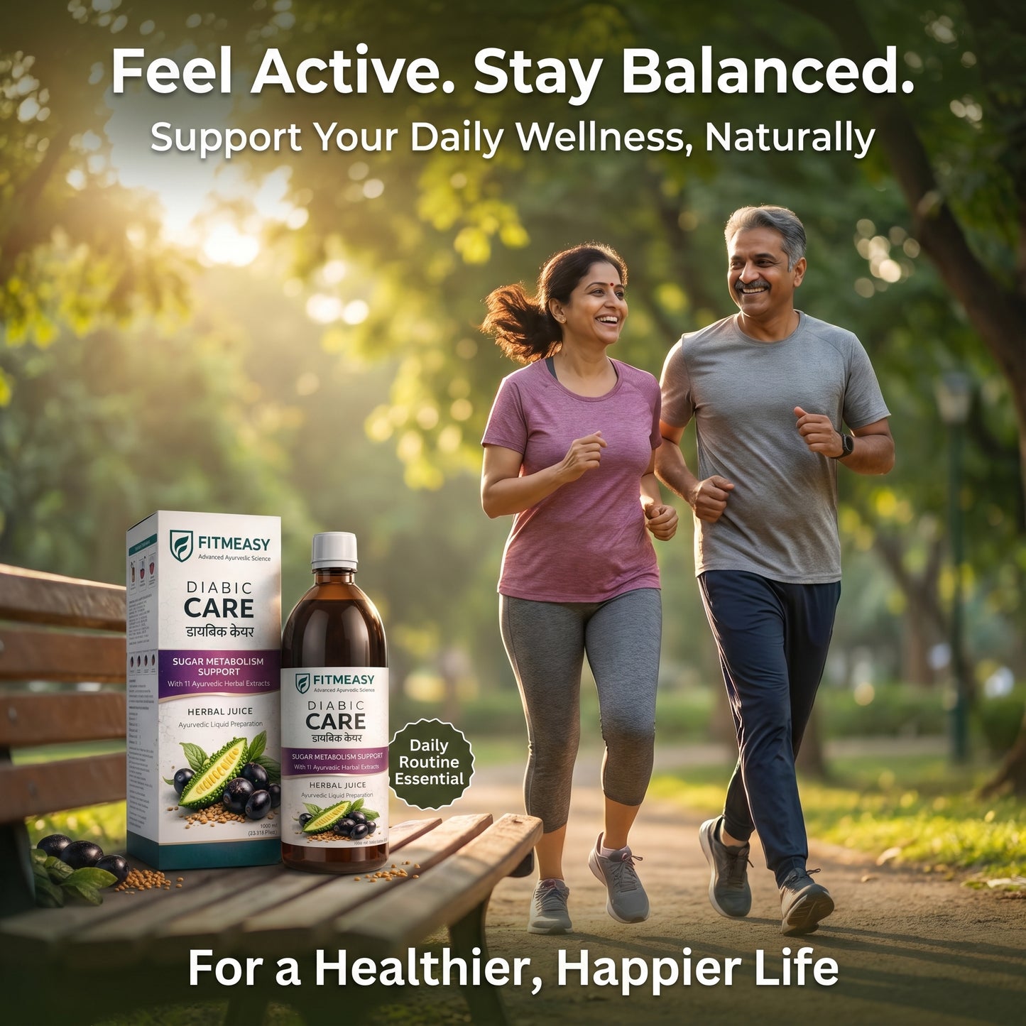 Fitmeasy Diabic Care Juice Ayurvedic Wellness Drink | Blood Sugar Support | Karela Jamun Neem Giloy Amla | Daily Health & Metabolism Support | Herbal Formula