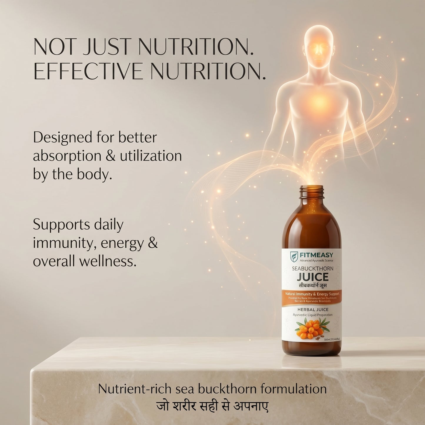 Fitmeasy Seabuckthorn Juice – Ayurvedic Daily Wellness Drink for Immunity, Energy & Skin Glow | Antioxidant-Rich Natural Health Support | Cold-Pressed Himalayan Sourced