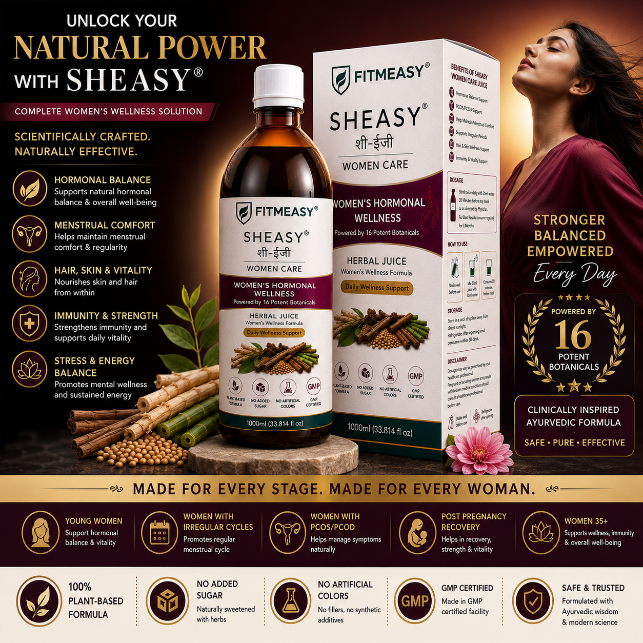 Unlock Your Natural Power with SHEASY. FITMEASY SHEASY Women Care Herbal Juice 1000ml bottle 